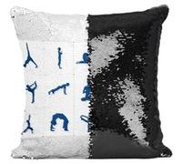 Fabulous Housse de Coussin à Sequin - Paillettes Noir Positions de Yoga Asanas Meditation [40 x 40 cm] Noir G
