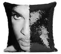 Fabulous Housse de Coussin à Sequin - Paillettes Noir Prince Portrait Noir et Blanc [40 x 40 cm] Noir G