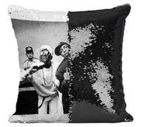 Fabulous Housse de Coussin à Sequin - Paillettes Noir Public Enemy Vintage 80's [40 x 40 cm] Noir G