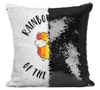 Fabulous Housse de Coussin à Sequin - Paillettes Noir Rainbow Sheep of the Family [40 x 40 cm] Noir G