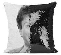 Fabulous Housse de Coussin à Sequin - Paillettes Noir Robin Williams Portrait Comedie [40 x 40 cm] Noir G