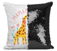 Fabulous Housse de Coussin à Sequin - Paillettes Noir Sophie la Maman Girafe [40 x 40 cm] Noir G
