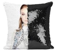Fabulous Housse de Coussin à Sequin - Paillettes Noir Sophie Turner Actrice [40 x 40 cm] Noir G