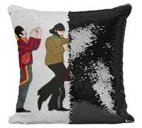 Fabulous Housse de Coussin à Sequin - Paillettes Noir The Beatles Yellow Submarine Dessin [40 x 40 cm] Noir G