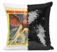 Fabulous Housse de Coussin à Sequin - Paillettes Noir The Giant Claw Cinéma Vintage [40 x 40 cm] Noir G