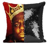 Fabulous Housse de Coussin à Sequin - Paillettes Noir The Notorious Big Roi [40 x 40 cm] Noir G