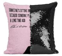 Fabulous Housse de Coussin à Sequin - Paillettes Noir Tree Citation Anglais Warren Buffet [40 x 40 cm] Noir G
