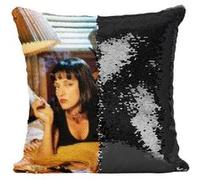 Fabulous Housse de Coussin à Sequin - Paillettes Noir Uma Thurman Pulp Fiction Cigarette [40 x 40 cm] Noir G