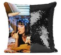 Fabulous Housse de Coussin à Sequin - Paillettes Noir Uma Thurman Pulp Fiction Cigarette Tarantino [40 x 40 cm] Noir G