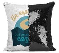 Fabulous Housse de Coussin à Sequin - Paillettes Noir Un Esprit Libre, Jamais Confiné [40 x 40 cm] Noir G