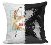 Fabulous Housse de Coussin à Sequin - Paillettes Noir Viva Las Degas [40 x 40 cm] Noir G
