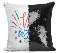 Fabulous Housse de Coussin à Sequin - Paillettes Noir Vive La france [40 x 40 cm] Noir G