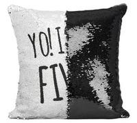 Fabulous Housse de Coussin à Sequin - Paillettes Noir Yo! I'm Five [40 x 40 cm] Noir G
