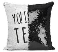 Fabulous Housse de Coussin à Sequin - Paillettes Noir Yo! I'm Ten [40 x 40 cm] Noir G
