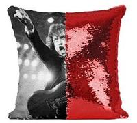 Fabulous Housse de Coussin à Sequin - Paillettes Rouge ACDC Vintage Angus Young Guitare [40 x 40 cm] Rouge G