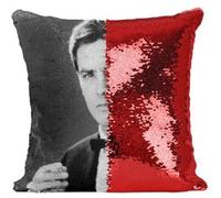 Fabulous Housse de Coussin à Sequin - Paillettes Rouge Alain Delon Acteur 1 Cigarette [40 x 40 cm] Rouge G