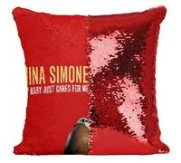 Fabulous Housse de Coussin à Sequin - Paillettes Rouge Album Nina Simone My Baby Just Cares For Me [40 x 40 cm] Rouge G