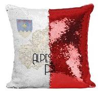 Fabulous Housse de Coussin à Sequin - Paillettes Rouge Alpes de Haute Provence carte ancienne [40 x 40 cm] Rouge G
