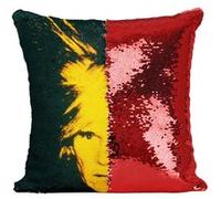 Fabulous Housse de Coussin à Sequin - Paillettes Rouge Andy Warhol Autoportrait Pop Art 1986 [40 x 40 cm] Rouge G