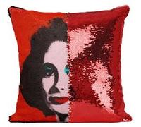 Fabulous Housse de Coussin à Sequin - Paillettes Rouge Andy Warhol Portrait Elizabeth Taylor [40 x 40 cm] Rouge G