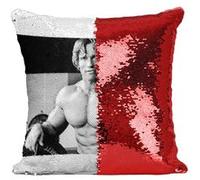 Fabulous Housse de Coussin à Sequin - Paillettes Rouge Arnold Schwarzenegger Body Building Noir & Blanc [40 x 40 cm] Rouge G