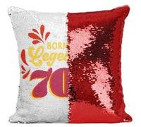 Fabulous Housse de Coussin à Sequin - Paillettes Rouge Born in the Legendary 70's [40 x 40 cm] Rouge G