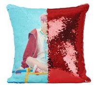 Fabulous Housse de Coussin à Sequin - Paillettes Rouge BTS Love Yourself: Answer Jungkook [40 x 40 cm] Rouge G