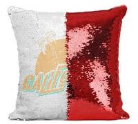 Fabulous Housse de Coussin à Sequin - Paillettes Rouge California Palmier [40 x 40 cm] Rouge G