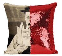 Fabulous Housse de Coussin à Sequin - Paillettes Rouge Charlie Chaplin How to be a Detective [40 x 40 cm] Rouge G