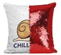Fabulous Housse de Coussin à Sequin - Paillettes Rouge Chill Dude Escargot [40 x 40 cm] Rouge G