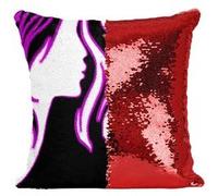 Fabulous Housse de Coussin à Sequin - Paillettes Rouge Dessin Femme Chuuut [40 x 40 cm] Rouge G