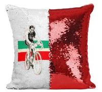 Fabulous Housse de Coussin à Sequin - Paillettes Rouge Fausto Coppi Vintage [40 x 40 cm] Rouge G