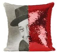 Fabulous Housse de Coussin à Sequin - Paillettes Rouge Fernandel Affiche Noir & Blanc [40 x 40 cm] Rouge G