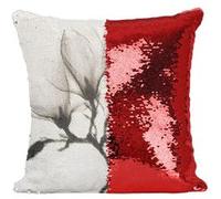 Fabulous Housse de Coussin à Sequin - Paillettes Rouge Fleur Monochrome Encre [40 x 40 cm] Rouge G