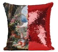 Fabulous Housse de Coussin à Sequin - Paillettes Rouge Fragonard Le colin Maillard [40 x 40 cm] Rouge G