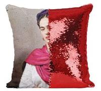 Fabulous Housse de Coussin à Sequin - Paillettes Rouge Frida Kahlo Artiste 2 [40 x 40 cm] Rouge G