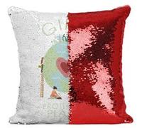 Fabulous Housse de Coussin à Sequin - Paillettes Rouge Girls Protect The Planet [40 x 40 cm] Rouge G