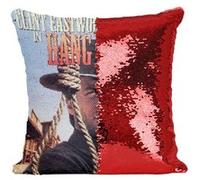 Fabulous Housse de Coussin à Sequin - Paillettes Rouge Hang'Em High Cinéma Vintage Clint Eastwood [40 x 40 cm] Rouge G