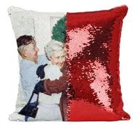 Fabulous Housse de Coussin à Sequin - Paillettes Rouge Home For Christmas Peinture Norman Rockwell [40 x 40 cm] Rouge G