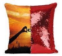 Fabulous Housse de Coussin à Sequin - Paillettes Rouge Hope Espoir Soleil Couchant [40 x 40 cm] Rouge G