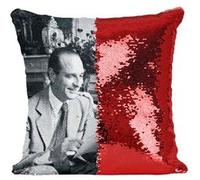 Fabulous Housse de Coussin à Sequin - Paillettes Rouge Jacques et Bernadette Chirac [40 x 40 cm] Rouge G