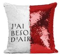 Fabulous Housse de Coussin à Sequin - Paillettes Rouge J'ai besoin d'air [40 x 40 cm] Rouge G