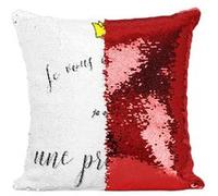 Fabulous Housse de Coussin à Sequin - Paillettes Rouge Je Vous Emmerde Je Suis une Princesse Dessin [40 x 40 cm] Rouge G