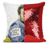 Fabulous Housse de Coussin à Sequin - Paillettes Rouge John Lennon People For Peace [40 x 40 cm] Rouge G
