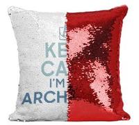 Fabulous Housse de Coussin à Sequin - Paillettes Rouge Keep Calm I'm an Architect [40 x 40 cm] Rouge G
