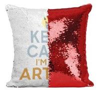Fabulous Housse de Coussin à Sequin - Paillettes Rouge Keep Calm I'm an Artist [40 x 40 cm] Rouge G