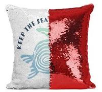 Fabulous Housse de Coussin à Sequin - Paillettes Rouge Keep the Sea Plastic Free [40 x 40 cm] Rouge G