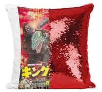 Fabulous Housse de Coussin à Sequin - Paillettes Rouge King Kong Escapes Poster Japon [40 x 40 cm] Rouge G