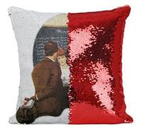 Fabulous Housse de Coussin à Sequin - Paillettes Rouge Knowledge is Power Peinture Norman Rockwell [40 x 40 cm] Rouge G