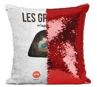 Fabulous Housse de Coussin à Sequin - Paillettes Rouge Les Grottes M'Appellent [40 x 40 cm] Rouge G
